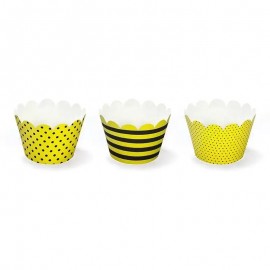 6 Pots Pour Cupcakes à Pois et Rayures 7,5 x 5 cm
