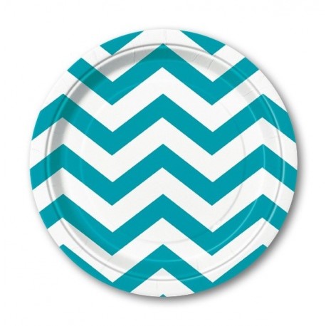 8 Assiettes Rondes Chevron 18 cm