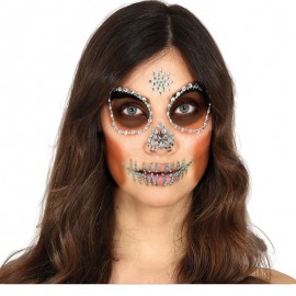 Joyas Faciales Adultohesivas Calavera Verde