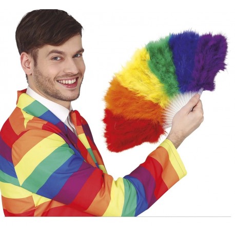 Éventail avec Plumes Multicolore 16 Pales