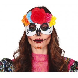 Masque Catrina avec fleurs