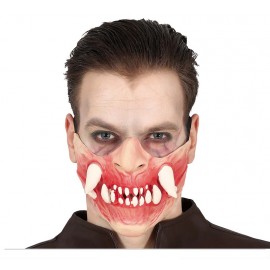 Demi-masque avec crocs en latex