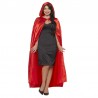 Cape avec Capuche en Satin Rouge