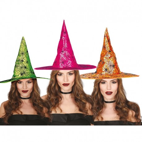 Chapeau de sorcière néon assorti