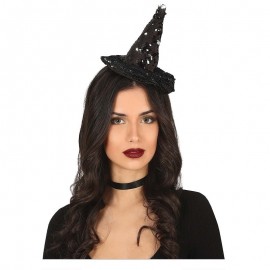Mini chapeau de sorcière Bandeau noir à paillettes