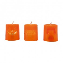 12 bougies orange et noires avec lumière 4 Cms