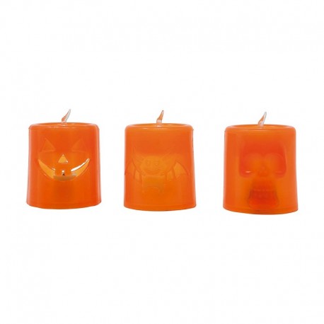 12 bougies orange et noires avec lumière 4 Cms