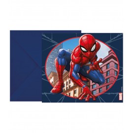 6 Invitations Spiderman en forme d'Araignée