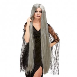 Perruque sorcière extra longue grise