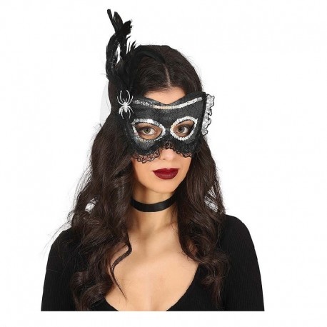Masque Noir avec Plume