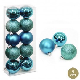 10 boules bleues décoration de Noël 5 X 5 X 5 Cm
