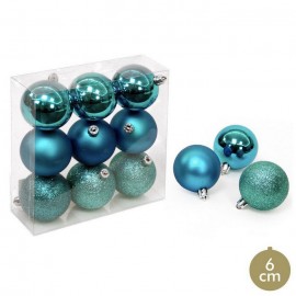 9 boules bleues décoration de Noël 6 X 6 X 6 Cm