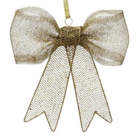 Nœud métallique doré Décoration de Noël 20 X 4 X 22,50 Cm