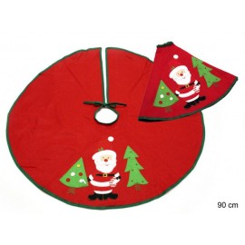 Support pour Sapin Père Noël Tissu Rouge 90 X 90 X 0,10 Cm