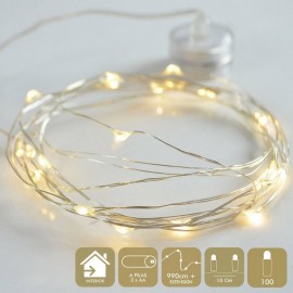 Guirlande de Noël jaune 100 LED Espacement des ampoules 10cm Extension 990cm