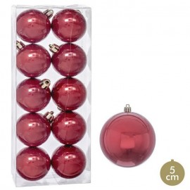 10 Boules de Perles en Plastique Rouge 5 X 5 X 5 Cm
