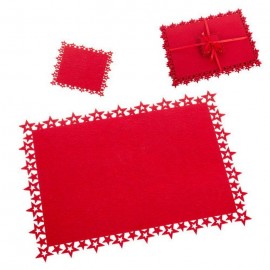 Set de table et sous-verre Rectangulaire Rouge 30 X 0,30 X 40 Cm