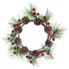 Couronne de bougies de houx avec pin 10 Cm