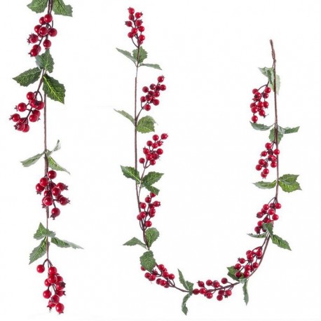 Guirlande de houx avec feuilles 150 Cm