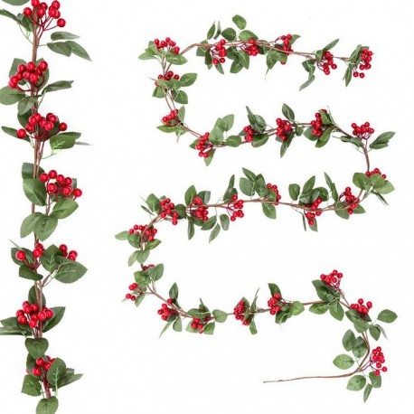 Guirlande de houx avec feuilles 280 Cm