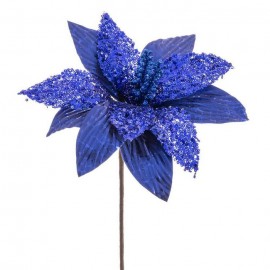 Poinsettia Fleur Tissé Bleu 25 X 65 Cm