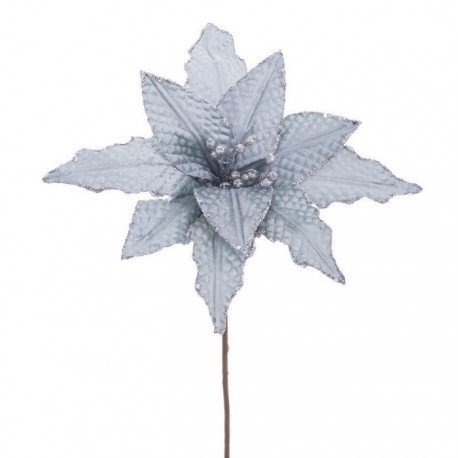 Fleur de poinsettia bleu tissé 25 X 47 Cm