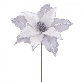 Fleur de poinsettia tissée argent 28 X 44 Cm