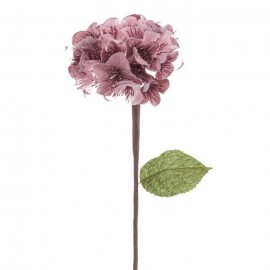Fleur d'hortensia tissée rose 15 X 63 Cm