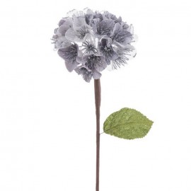 Fleur d'hortensia tissée argent 15 X 63 Cm