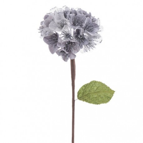 Fleur d'hortensia tissée argent 15 X 63 Cm