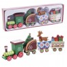 Train de Locomotives et 3 Wagons en Bois 22 X 7,50 X 13 Cm