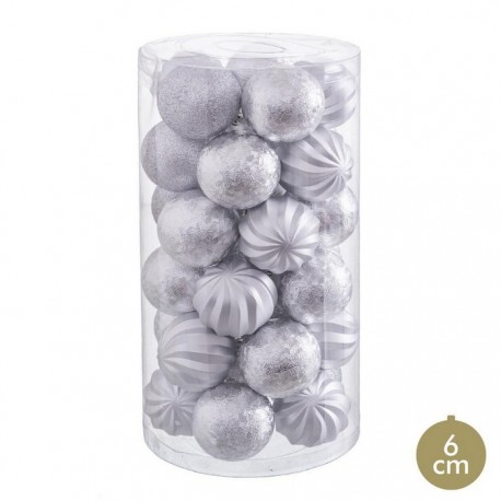Boules de Paillettes Matt Glitter Argent 6 X 6 X 6 X 6 Cm