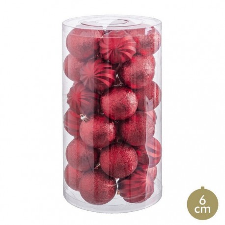 Boules Mates à Paillettes Rouges 6 X 6 X 6 X 6 Cm