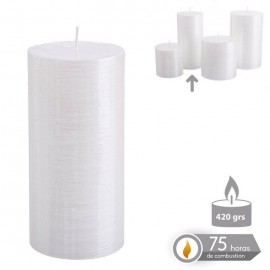 Bougie de Noël cylindrique blanc nacré 6,80 X 14 Cm