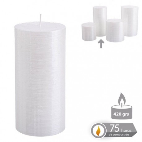 Bougie de Noël cylindrique blanc nacré 6,80 X 14 Cm