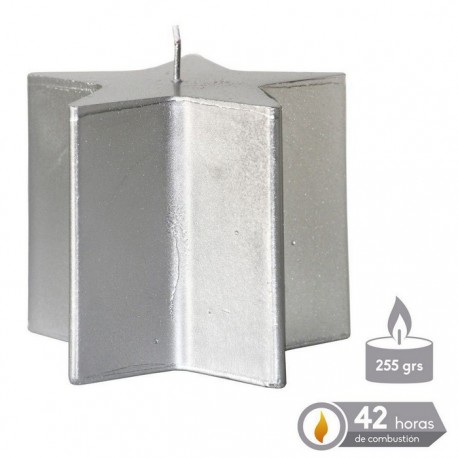 Bougie de Noël Étoile Couleur Argent 8,70 X 8 Cm
