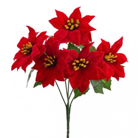 Branche 5 Poinsettia 30 Cm