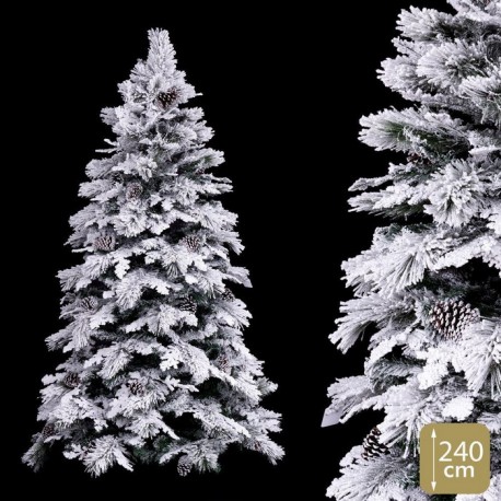 Sapin 240 cm 819 Branches Neige avec Pommes de Pin