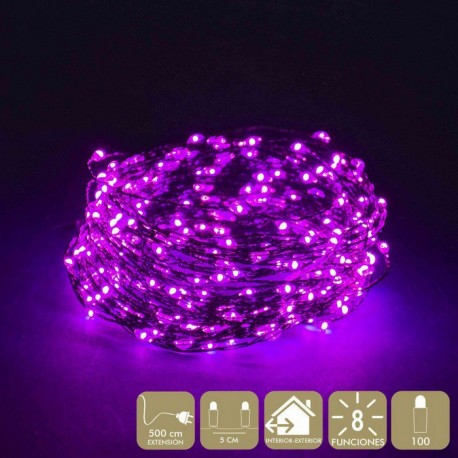 Chaîne 100 Microled Fuchsia 8 Fonctions 4,95 Mètres