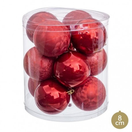 12 Boules Rouges 8 X 8 X 8 X 8 Cm