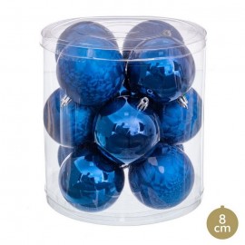 12 Boules Bleues 8 X 8 X 8 X 8 Cm