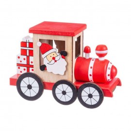 Train Santa Claus en Bois 19 X 8 X 13,50 Cm