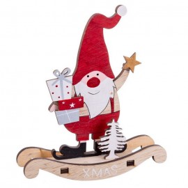 Rocker Père Noël en bois 14 X 3,80 X 16 Cm