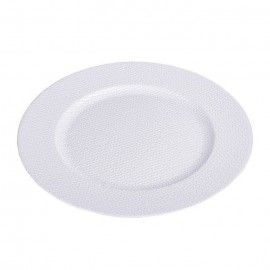 Sous Plat Rond en Plastique Argent 35 X 35 Cm