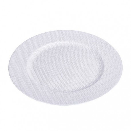 Sous Plat Rond en Plastique Argent 35 X 35 Cm