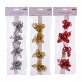 Fleurs en plastique pailletées 8 Cm