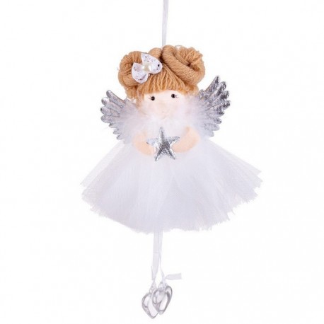 Pendentif Ange Tissu Blanc 20 X 13 Cm