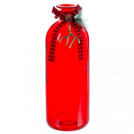 Bouteille Avec Boucle Verre Rouge 8 X 26,50 Cm