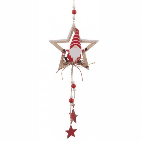 Pendentif Etoile Père Noël Bois 37 X 10 X 0,70 Cm