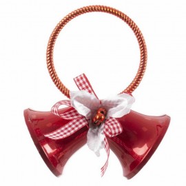 Pendentif 2 cloches Rouge 12 X 6,50 X 14 Cm